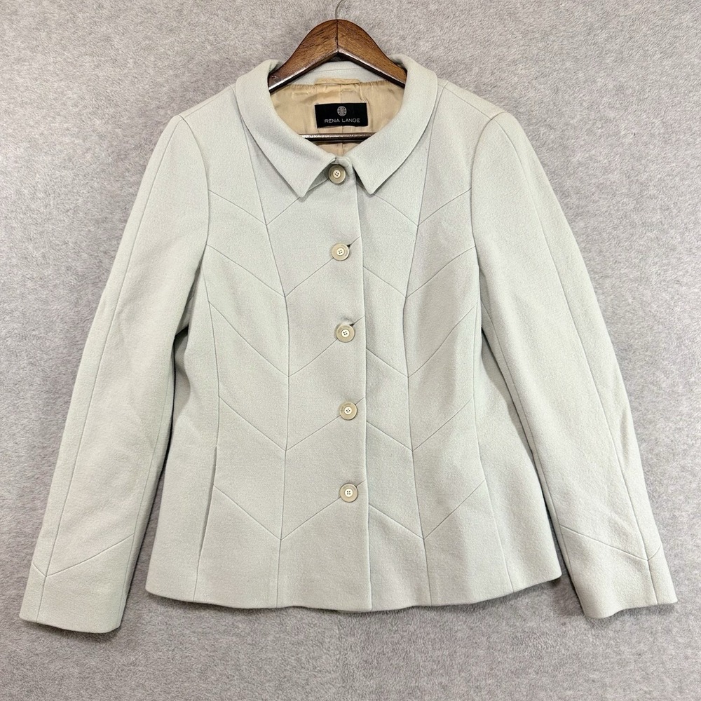 Rena Lange Evening Jacket Womens 12 Dove Gray Wool Lined AS‎ SEEN ON QUEEN SONJA